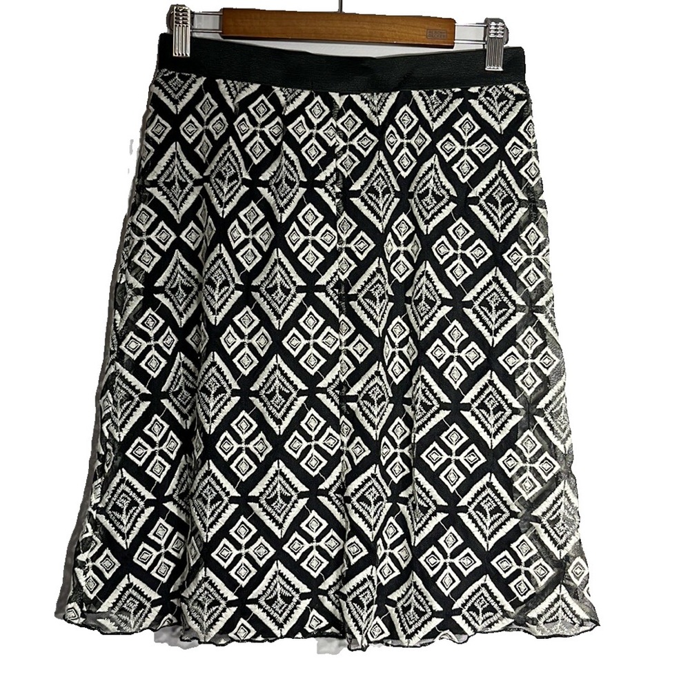 Modern Attraction Aline Midi Skirt Size Small Diamond Pattern Black/Ivory NWT